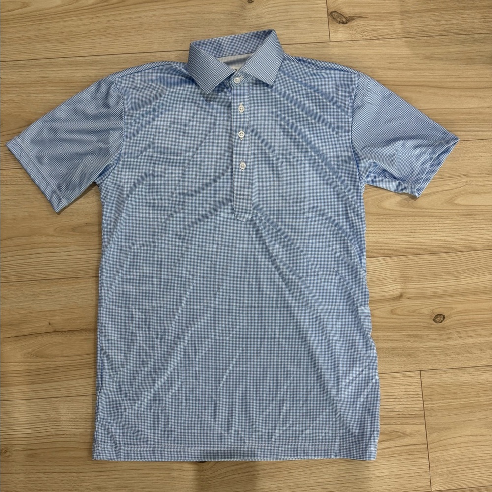 Light Blue Men's Polo Shirt with Subtle Micro-Pattern